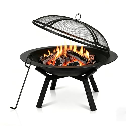 IBGUC Outdoor Wood Burning Fire Pit, Heavy Duty Round Steel Fire Bowl — Controls and everyday operation