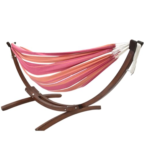 Vivere Vivere Double Cotton Hammock with Solid Pine Arc Stand - 450 lb — Key features at a glance