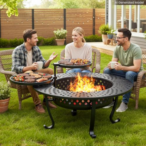 Wisteria Lane 3 in 1 43" Large Fire Pit for Outside Wood Burning with — Controls and everyday operation
