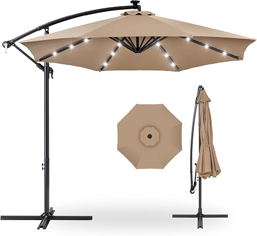 Best Choice Products 10ft Solar LED Offset Cantilever Hanging Market P — Real-world performance testing in action