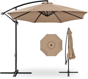Best Choice Products 10ft Offset Hanging Market Patio Umbrella w/Easy Tilt Adjustment, Pol