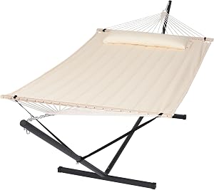 SUNCREAT Hammocks Extra Large Double Hammock with 12 ft Stand, 475lbs Capacity, Outdoor Po
