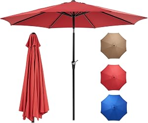 OLIXIS 9FT Outdoor Patio Umbrella, Patio Table Umbrella 9 Feet Sun Shade for Pool, Beach,