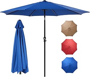 OLIXIS 9FT Outdoor Patio Umbrella, Patio Table Umbrella 9 Feet Sun Shade for Pool, Beach,