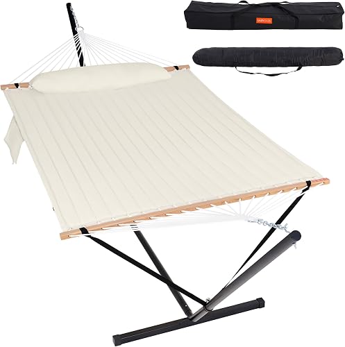 Lazy Daze Hammocks 2 Person Hammock with 12FT Stand for Outside, Quilt — Real-world performance testing in action