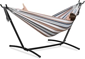 PNAEUT Double Hammocks with Stand for Outside, Portable Space Saving Heavy-Duty Steel Fram