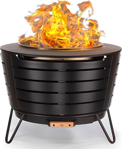 TIKI Patio Smokeless Outdoor Fire Pit, 25-Inch Wood-Burning Bonfire wi — Durability testing under extreme conditions