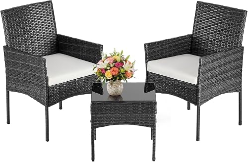 DUMOS 3-Piece Patio Furniture Set, All-Weather Outdoor Wicker Chairs w — Real-world performance testing in action