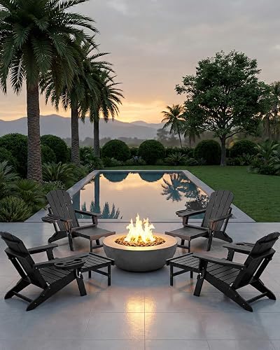 Adjustable Adirondack Chair with Retractable Ottoman Set of 2, HDPE Fo — Build quality and design details up close