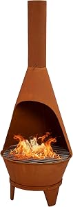 Sunnydaze Large Chiminea Outdoor Fireplace - Outdoor Wood-Burning Fireplace - Chimney Fire