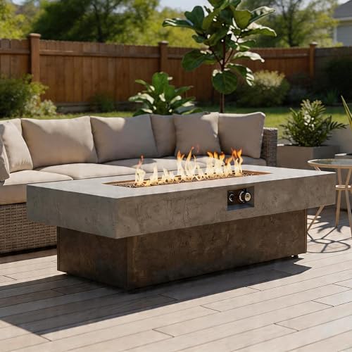Zolyndo 55 Inch Outdoor Propane Fire Pit Table, 50,000 BTU Rectangle G — Our recommended configuration for best results