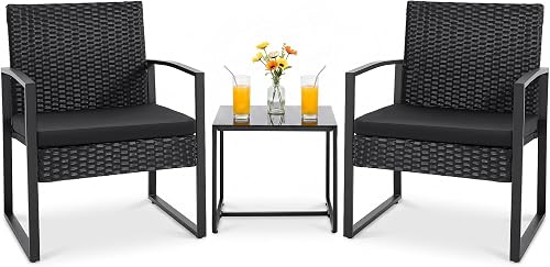 Flamaker 3 Pieces Outdoor Patio Wicker Furniture Set, Modern Rattan Ch — Our recommended configuration for best results