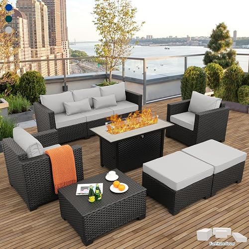 Patio Furniture Set 45 In Outdoor Fire Pits 7 Pieces Outdoor Patio Fur — Build quality and design details up close