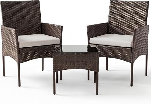 Sweetcrispy 3 Piece Patio Furniture Set, All-Weather Outdoor Conversat — Build quality and design details up close