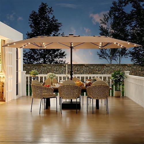 GarveeLife 15 FT Patio Umbrella with Base Included, Patio Table Umbrel — Our recommended configuration for best results