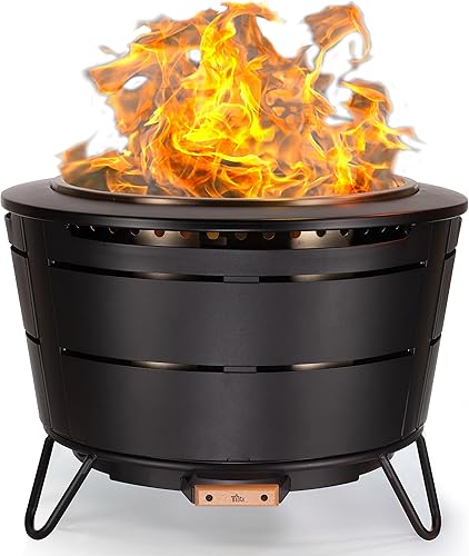 TIKI 27.5-Inch Smokeless Reunion Fire Pit, Large Outdoor Fire Pit for — Durability testing under extreme conditions