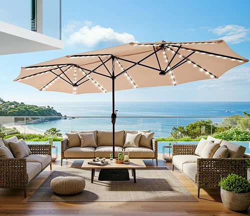 SUPERJARE 13ft Outdoor Patio Umbrella with Solar Lights, Double-sided — Side-by-side comparison of top picks in this category