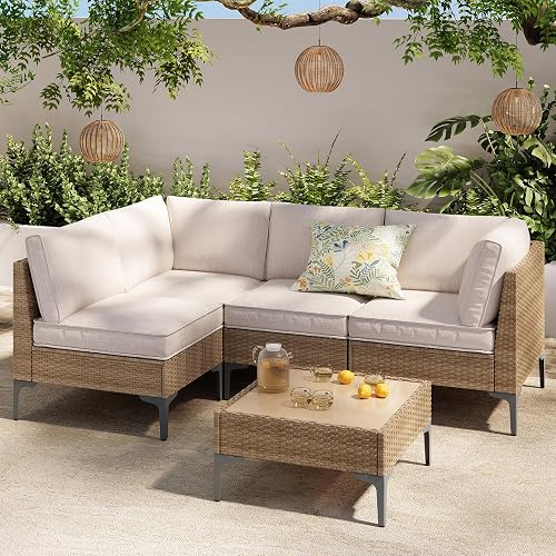 SunloungeCo 5-Piece Patio Furniture Set, Outdoor Wicker Sectional Sofa — Key features at a glance