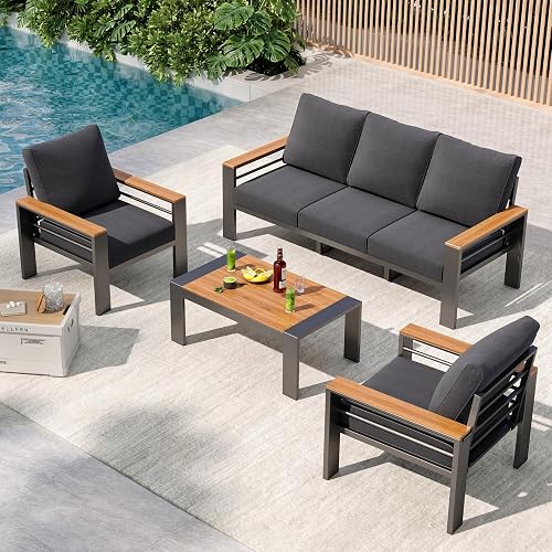 Aoxun Patio Furniture Set, 5 Piece Aluminum Patio Sets with 5
