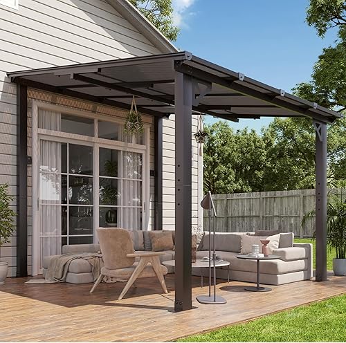 Aoxun 8'x 10' Premium Gazebo with Aluminum Top Frame & Polycarbonate P — Build quality and design details up close