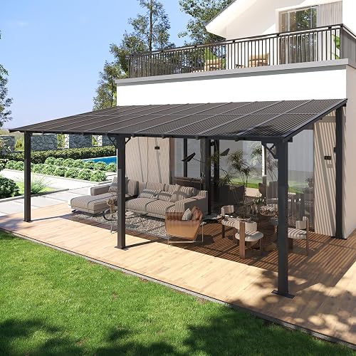 Breezestival 10' x 20' Lean to Gazebo Pergola, Hardtop Gazebo Metal La — Build quality and design details up close
