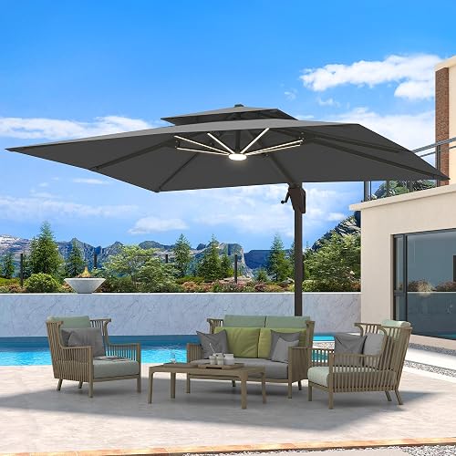10 X 13 FT Cantilever Patio Umbrella with LED Lights Outdoor Heavy Dut — Our recommended configuration for best results