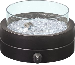 Amazon Basics 14-Inch Round Propane Fire Pit, 9000 BTU Portable Tabletop Fireplace with Gl