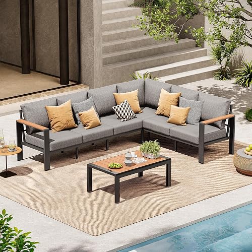 ComfCove Aluminum Outdoor Patio Furniture Set 6 Seats, Outdoor Section — Manufacturer product photo — best outdoor sofas sectional
