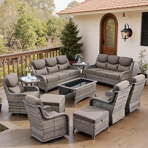 Belord Luxury 6" Thick Cushioned 11 Pieces Patio Furniture Set with Outdoor Couch, Wi
