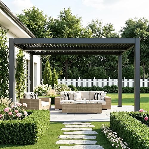 MELLCOM Pergola Louvered 10x12, Metal Hardtop Pergola with Adjustable — Build quality and design details up close