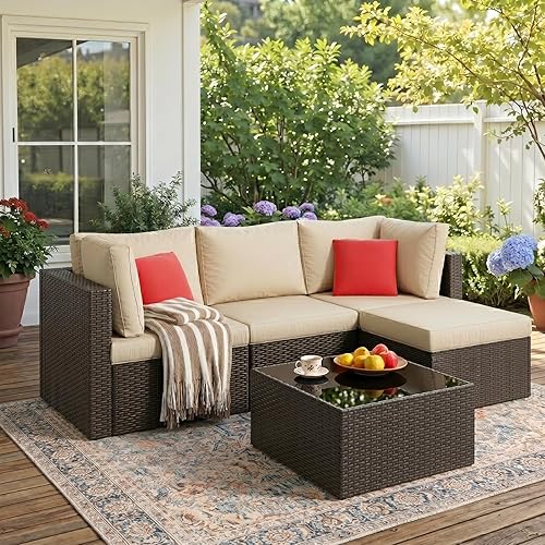 Vongrasig 5 Piece Patio Furniture Sets, Outdoor Patio Set Sectional So — Build quality and design details up close