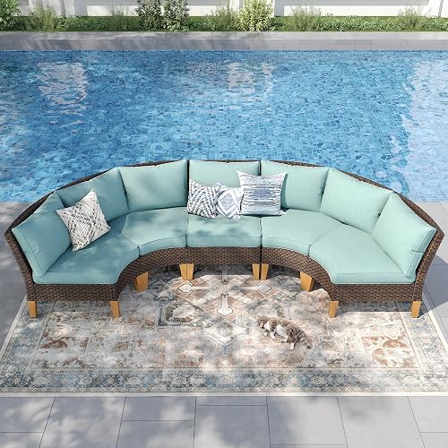PHI VILLA 3-Piece Half-Moon Patio Furniture Set, Outdoor Curved Sectio — Our recommended configuration for best results