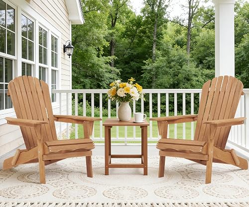 Outdoor Wooden Folding Adirondack Chair Set of 2 with Pre-Assembled Ba — Design and materials in detail