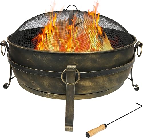 Sunnydaze 34-Inch Steel Large Fire Pit for Outside - Wood-Burning Fire — Build quality and design details up close