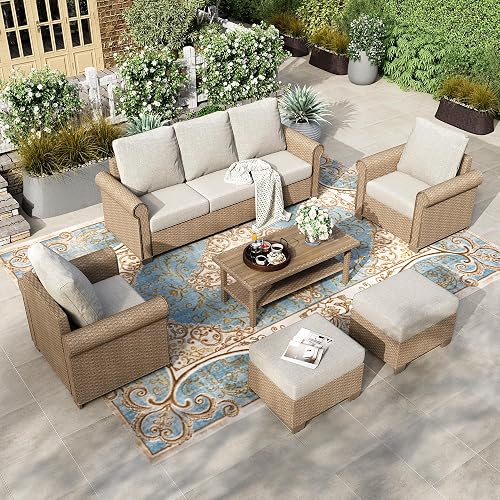 HERA'S HOUSE 6-Piece Patio Furniture Set, All Weather 7 Seats Outdoor — Our recommended configuration for best results