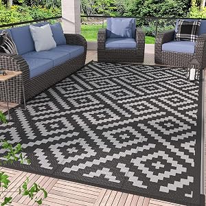 GENIMO Outdoor Rug for Patio Clearance,6'x9' Waterproof Mat,Reversible Plastic Camping Rug