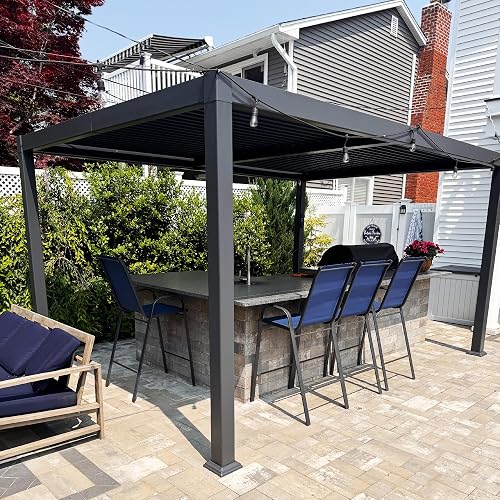 PURPLE LEAF Louvered Pergola 10' x 14' Aluminum Outdoor Pergola with A — Real-world performance testing in action