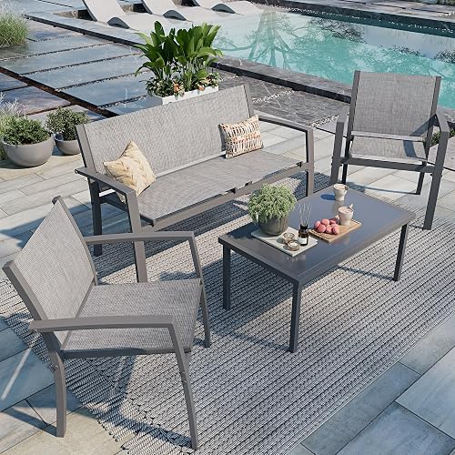 Shintenchi 4 Pieces Patio Furniture Set All Weather Textile Fabric Out — Our recommended configuration for best results
